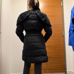 Women's Black Puffer Coat with Faux Fur Collar size S